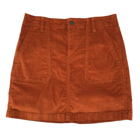 Old Navy Women's Burnt Orange Flat Front Slash Pockets Casual Mini Skirt Size 6 - Picture 1 of 8